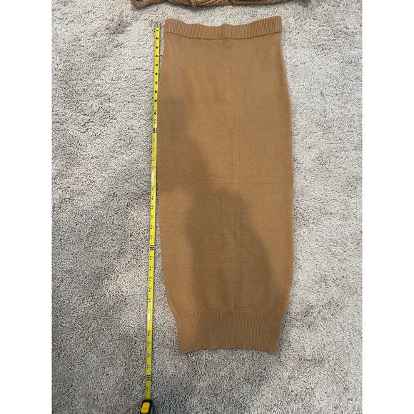 Cable Chunky Knit Rust Brown Set Tube Top Midi Pencil Skirt Women's Medium NWT - Picture 2 of 6